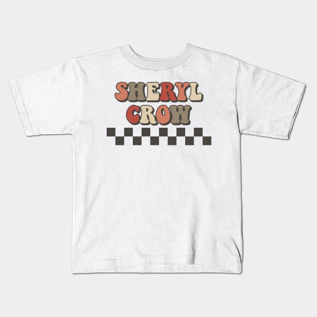 Sheryl Crow Checkered Retro Groovy Style Kids T-Shirt by Time Travel Style